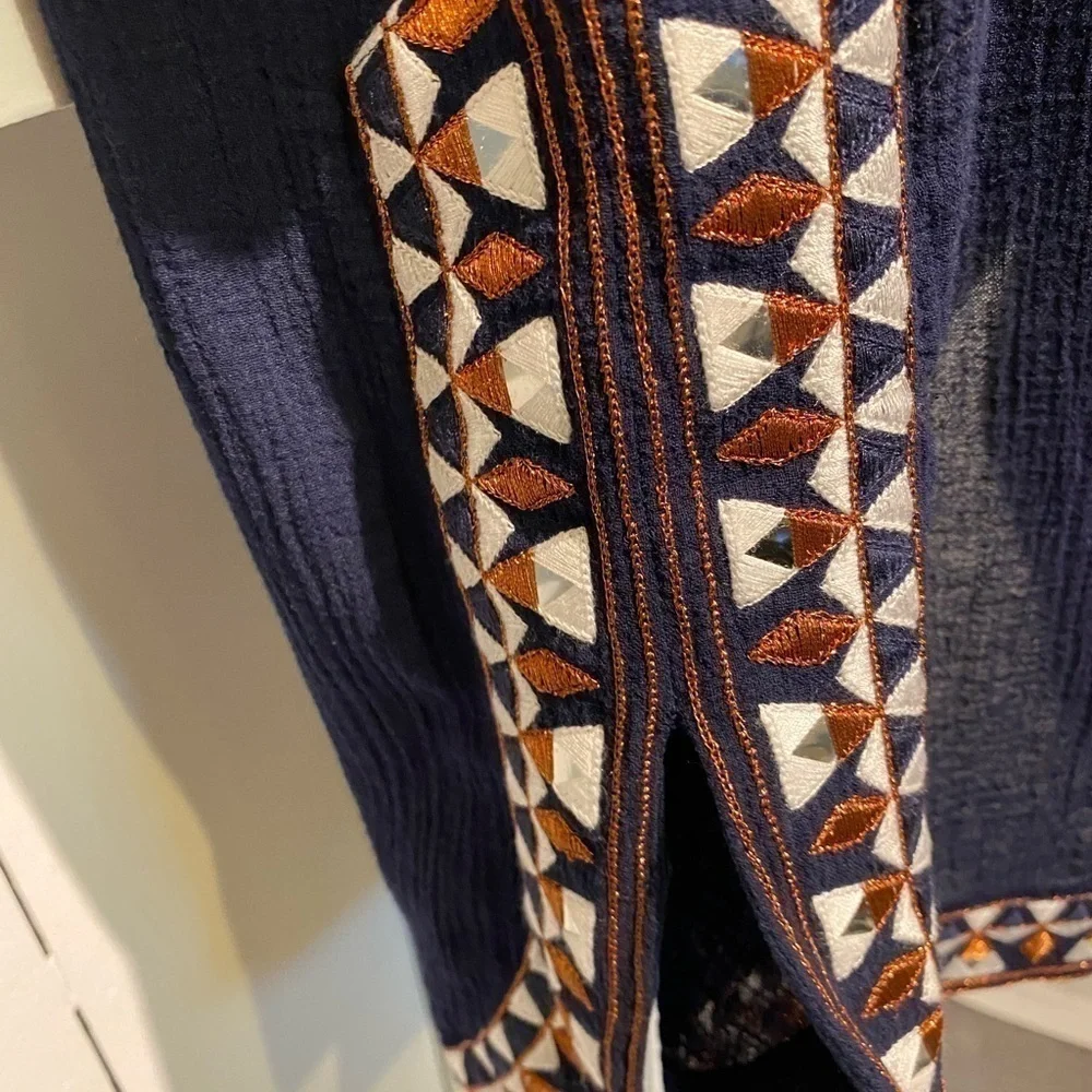 NEW J. Crew Blouse Tank Aztec XS Cotton Blouse Top Navy Southwest Vibe